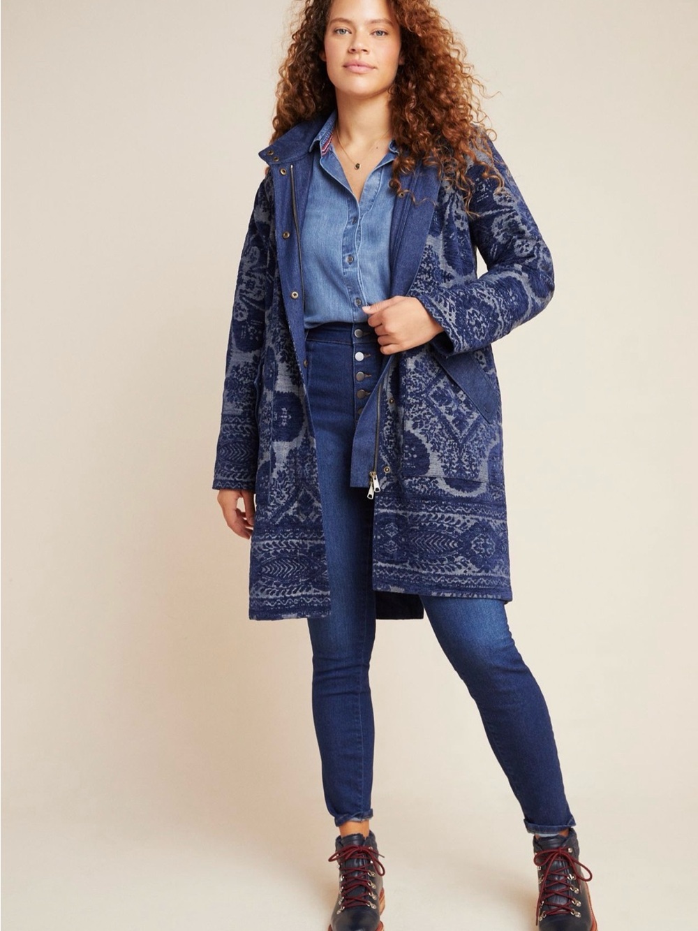 Anthropologie Chenille Tapestry Parka Jacket 1X